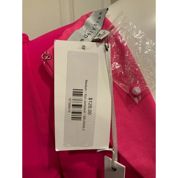 Adelyn Rae Hot Pink Kori Belted Short Sleeve Jumpsuit, Size Medium, NWT! $128 - Picture 12 of 12